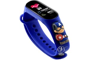 ViGiò Orologio smartwatch bambini super eroi, orologio sport bambini, impermeabile, contapassi, monitor sonno, ricaricabile, utilizzo social, rispondere e effettuare chiamate, cambio tema (blu)