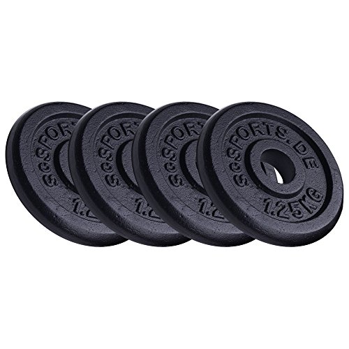 ScSPORTS 5 kg Hantelscheiben-Set Gusseisen 4 x 1,25 kg Gewichte 30/31 mm Bohrung - 2