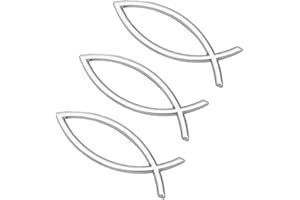 SUPERFINDINGS 3 Autocollants de Voiture en Forme de Poisson Argenté Jésus Poisson - 140x46x6mm en Plastique 3D - Emblème pour Voiture, Moto, Camions, Murs, Fenêtres