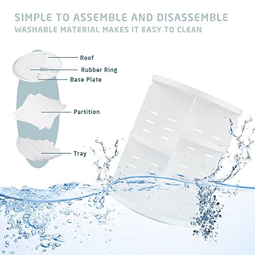 Jerrybox 360 Grad Drehbarer Make up Organizer Einstellbarer Kosmetikorganizer Multifunktionale Aufbewahrungsbox, Großer Stauraum, 7 Verstellbare Ebenen, Passend für Schminke, Gesichtswasser, Cremes, Kosmetikpinsel und Lippenstifte, Weiß - 6