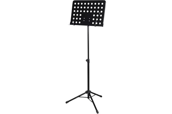 CASCHA Pupitre d'orchestre en métal, pupitre à musique, pupitre pour partitions, pliable, réglable en hauteur, noir HH 2068