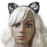 Tinksky Katzenohren Haarreif Fancy Dress Kostüm Stirnband Cosplay (Schwarz) -