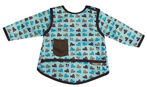 Pop-In Close Coverall Bib (6-18 months, Blue Turtle)