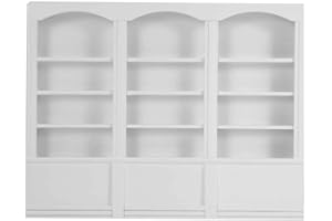 ZERODIS Vetrina per casa delle Bambole, Simulazione 1:12 Mobili in Miniatura Libreria Tripla in Legno Modello di libreria Giocattolo per Soggiorno Accessori per la Decorazione della (Bianca)