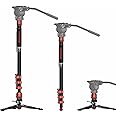 IFOOTAGE Cobra 3 Camera Monopod with Pedal C180F-P,Carbon Fiber Monopod for DSLR,Minipod Base-P Pedal Lock Design Tripod,Metal Buckle,Payload up to 17.6lbs/8KG,Max. Height 71"/180cm