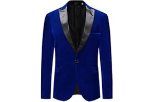 Allthemen Mens Suits Blazer Slim Fit Velvet One Button Suit Tuxedo Jacket