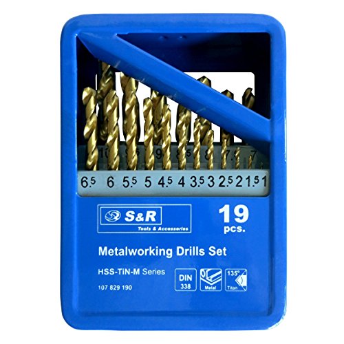 S&R Metallbohrer Set 1,0 – 10 mm ,135°, 19 Stk, DIN 338, geschliffen, HSS TITANIUM, Nitrit-Titan-Beschichtung, Metallbox.Profi-Qualität - 3