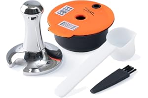 BENFUCHEN capsules de café réutilisables Pod 60/200/220ml Filtre à café rechargeable et Tamper pour machine Bosch Tas simo (220ML Capsule Pod & Tamper)