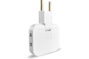 GROW TRENDY Wtyczki płaskie złodzieja | Bardzo płaska wtyczka ścienna z 3 gniazdami i obrotową głowicą o 180° | Adapter EU - US | Multiple Plug do trudno dostępnych przestrzeni z 250 V i gniazdem uziemiającym 16
