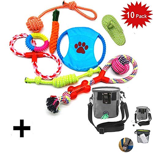 WoBoSen 10 Pezzi di Giocattoli del Cane, Piccolo a Medio Pet cani Giocattoli InterAttivi Set Con Trattamento Sacchetto di Formazione Borsa