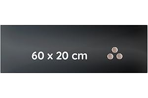 ‎LÜLLMANN Memo Board Glass Magnetic Board 60 x 20 x 0.4 cm Glass Board Whiteboard Wall Board Magnetic Board (607401 Glass Board 60 x 20 x 0.4 cm, Black)