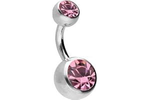 PIERCINGLINE Piercing Ombligo Acero Quirúrgico 2 CRISTALES Piercing Bananabell Banana Elección de color y tamaño