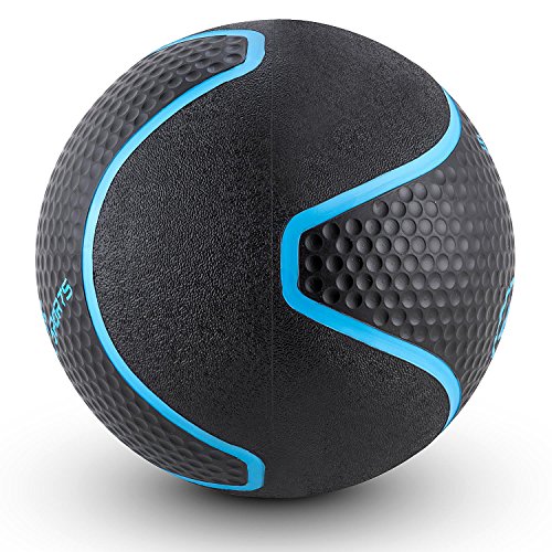 Capital Sports Medba Medizinbälle Design Gummi-Medizinball mit je nach Wahl 1kg bis 10kg Gewicht (ideal für Cross oder Krafttraining Übungen, griffiges Handling, Golfballoberfläche und Riffelung) schwarz-blau - 2