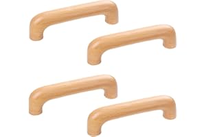 HY HUIJUN 4 Unidades de Madera Maciza arqueado, Tiradores de Madera para Armarios de Cocina, Tirador de puerta para Cajones de Puerta, armario, Decoración