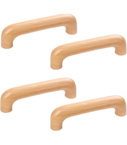 Xiciki 4 stuks houten kastgrepen, gatafstand 128 mm, houten handvat, houten handgrepen voor kasten, meubelgrepen, handgrepen voor kast, lade met 8 schroeven