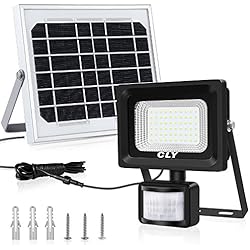 Foco Led Solar Exterior Sensor Movimiento, Foco Solar Exterior, lluminacion Exterior Solar,60 LED 6500K IP66 Impermeable Luz Solar Exterior,Lampara Solar, lluminación de Seguridad para Patios Terrazas