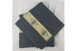 Sue Rossi Ltd 100% Cotton Tea Towels Embroidered Animal Cooks Cloth Luxury 3 Pack Kitchen Towel Set (Black Worker Bee)