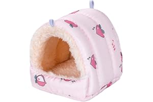 Koomuao Kleintierhöhle für Chinchilla,Kleine Tier Plüsch Höhle,Waschbar Kaninchen Kuschelhöhle,Kuscheln Schlafsack Für Zwergkaninchen/Chinchilla/Hamster (15*15 cm, Rosa)