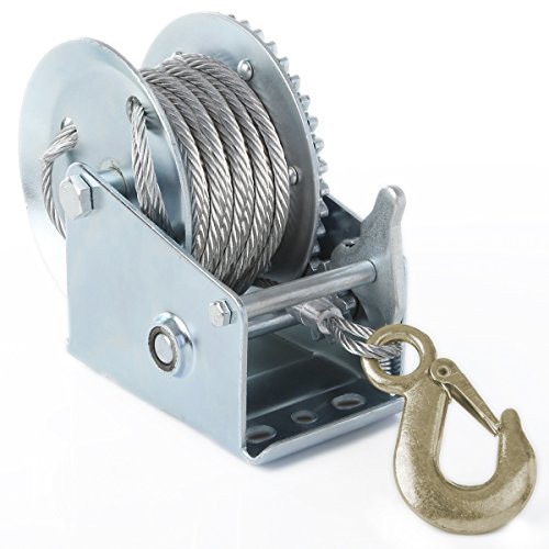 INXX 30075 Seilwinde Handseilwinde mit Stahlseil 450kg Bergungswinde 10 Meter - 2
