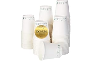 GreenFyA 1000 Vasos de Papel Desechables 240ml (8oz) Ecológicos – Blancos o Kraft – Para Café, Té, Agua, Bebidas Calientes y Frías – Uso en Oficina, Hostelería, Eventos, Catering y Takeaway