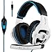 Price comparison product image SADES SA810 New Updated Xbox One mic PS4 Headset Over Ear Stereo Gaming Headset Bass Gaming Headphones with Noise Isolation Microphone for New Xbox One PC PS4 Laptop Phone(New White Version)