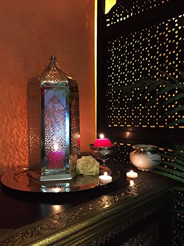 Orient Orientalische Silberlaterne Laterne Windlicht Silberfarbig Fida gross - 3