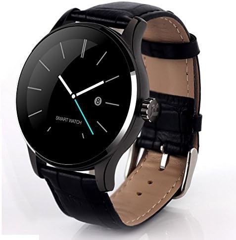 OOXLF Bluetooth Smart Watch Fitness Tracker (Pedometer, Heart Rate Monitor, Call/SMS Reminder, Sleep Monitor for) for Android IPhone , black leather strap