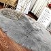 Produktbild RUG ZI LING Shop- Lammfell Schaffell Teppich Schaffell Kunstpelz Deko Teppich Langes Haar Nachahmung Wolle Bettdecke (Farbe : Gray, größe : 80cm)