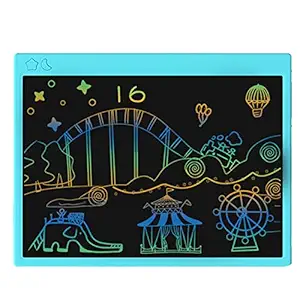 proffisy Colourful Screen LCD Writing Tablet 16 Inch USB Rechargeable Electronic Doodle Scribble Board for Kids and Adults at Home (Blue)