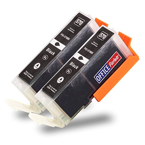 2x schwarz kompatible Druckerpatronen für Canon PGI-570 XL mit Chip - passend für CANON Pixma MG 5750, 5751, 5752, 5753, 6850, 6851, 6852, 6853, 7750, 7751, 7752, 7753, TS5050, TS5051, TS5053, TS5055, TS6050, TS6051, TS6052