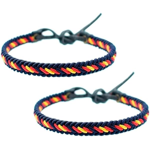 HCZ Bracciale Elastico Unisex Con Bandiera Spagnola – 2 Pezzi In Pelle – Regalo Uomo E Donna