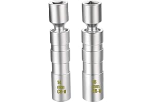 SWEETONE Chiave Candele 14mm &16 mm, Chiave Magnetica per Candele 2 Pezzi, Chiavi Universale Magnetica Chiave a Bussola Presa a Muro Sottile 12 Punti 3/8 Pollici Presa Spark Plug per Maggior Parte delle Auto