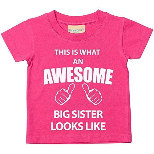 This is What An Awesome Big Sister Looks Like Pink Tshirt Baby Toddler Kids Available in Sizes 0-6 Months to 14-15 Years New Baby Sister Gift