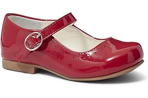 SEVVA Girls Spanish Style Shoes Mary Jane Patent White Pink Ivory Navy Red Camel Black UK4-2