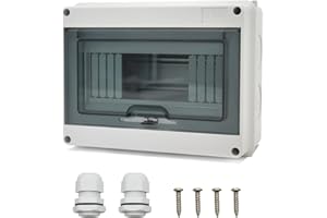 AXOTEN Sicherungskasten Staubdicht IP65 mit Tür 1 reihig für 8 Module Terminal und DIN Schiene Aufputzverteiler Weiß Verteilerkasten