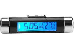 SHEENS 3 in 1 Car Vehicle Automotive Thermometer and Clock Car Air Vent Outlet Clip-on LCD Digital Display (Not included the battery)(Blue background)