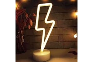 LH ENUOLI LED Lightning Shaped Neon Signs Lights Battery Operated/USB Powered Warm White Art LED Decorative Night Lights Table Decor for Living Room Office Christmas Birthday Wedding Party Decoration
