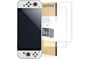 SDTEK *2 Pack Protector de Pantalla Compatible con Nintendo Interruptor OLED, Cristal Vidrio Templado Glass Screen Protector