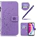 Produktbild Okssud Handyhülle für Huawei P20 Lite,Huawei P20 Lite Hülle Flip Case PU Leder Wallet Cover Bumper,Huawei P20 Lite Tasche Leder Lila 3D Pflaumenblüte Muster Pu Leder & Silikon Innerer Case mit Kartenfächer Magnet Standfunktion Bookcase Brieftasche Flip Case Lederhülle für Huawei P20 Lite + 1x Touchscreen Pen