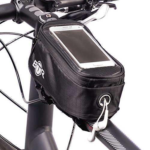BTR Fahrradtasche und Handy-Halterung – wasserabweisende Fahrradtasche. Schwarz fahrradrahmentasche. Neue verbesserte Edition, geeignet für ALLE Fahrradtypen - 3