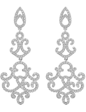 Ever Faith 925 Sterling Silber Cubic Zirkonia Vintage Retro-Stil Chandelier Dangle Anhänger Ohrringe N06923-1