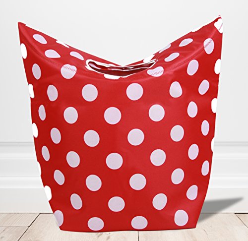 Polka Dots Rot Wäschekorb Wäschesammler Robust Kinderfreundlich 40L