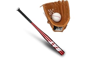 BIGTREE 25'' (63,5 cm) Alloy Baseballschläger mit 9'' Softball Sport Schläger Handschuhe für die Linke Hand Leichtes Sporttraining Slugger Training Jugend-Erwachsenen-Outdoor-Spiel Balken