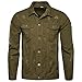 Produktbild FORH Herren Klassisch Vintage Denim Jacke Warm Einfarbig langarm Jeansjacke Slim fit Druckknopf Cardigan outwear Cool Ripped Trenchcoat Denim Jacket Strickjacke Übergangsjacke (M, Army green)