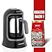 Produktbild Korkmaz Mokkamaschine Modern Edelstahl türkischer Kaffee Kahvekolik 4-Tassen 400W, Farbe:Schwarz