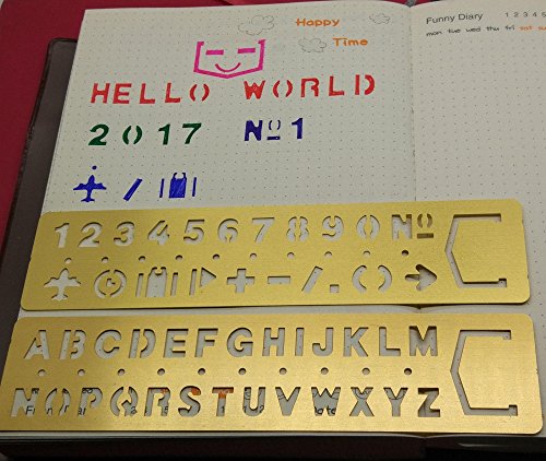 amupper Messing Nr. Buchstabe Schablonen – Metall Vorlagen mit viel Symbole – Set von 2 - 2