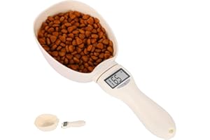 KONAMO Pet Food Scale, 23 * 9.5CM Precise Pet Food Measuring Cup Detachable Pet Food Measuring Scoop LCD Pet Food Scale Cup with Four Measuring Units for Measuring Pets Food (No Battery)