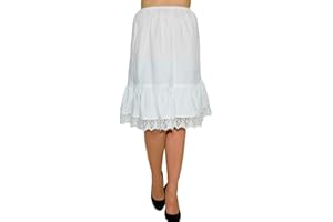 Edelnice Trachtenmode Dirndl Unterrock aus Baumwolle mit Häkelspitze weiß Verschiedene Längen, Gr. S-L