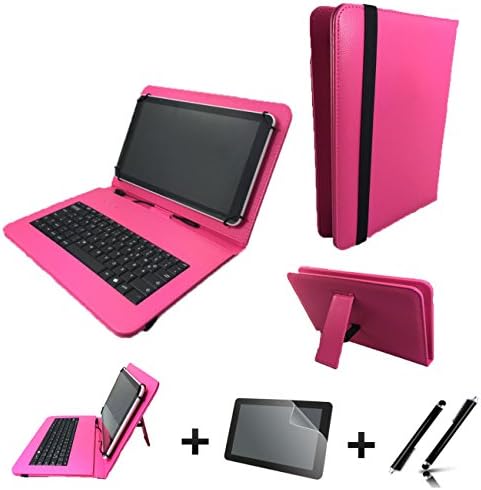 3-in-1 Starter Set for Hannspree Hannspad 101 Hercules German Keyboard with Protective folie| Touch Pen | 10.1 inch Pink Keyboard 3in1