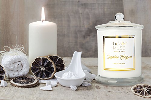 Duftkerze im Glas Geschenkbox Sojawachs Jasmin Duft groß Aromatherapie Kerze 55Std Muttertagsgeschenk - 2